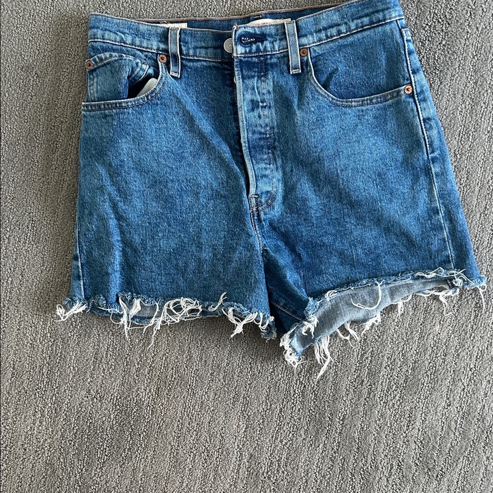 Levi's Blue Distressed Denim Cutoff Shorts